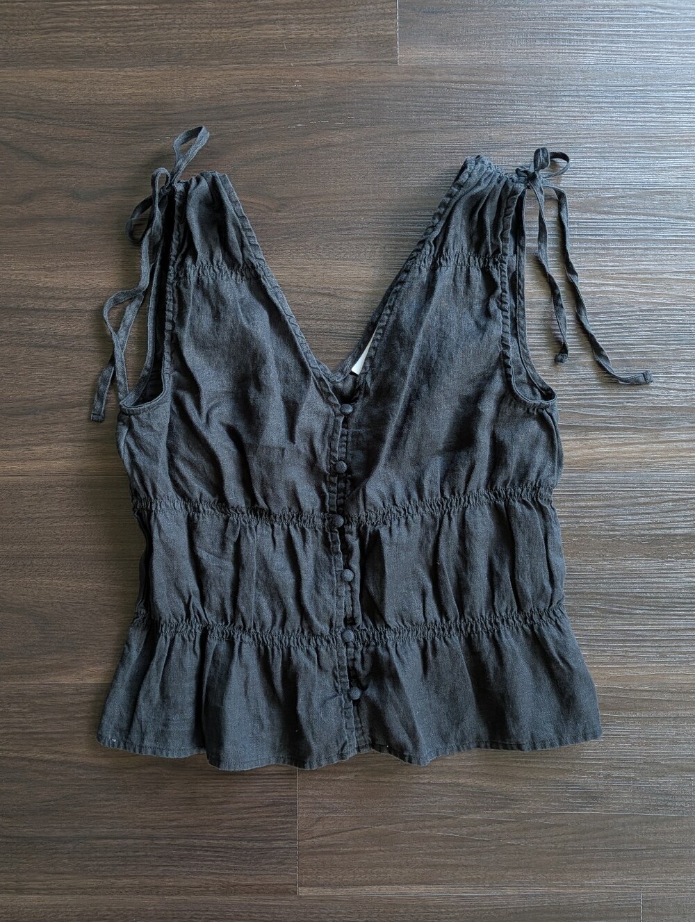 Cynthia Rowley Black Linen Sleeveless Top Goth Summer Fall Resort Boho Medium